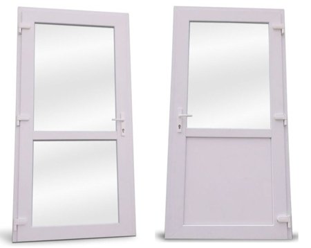 Drzwi zewnętrzne sklepowe (kolor: biały, strona: prawa, szerokość: 90 cm)