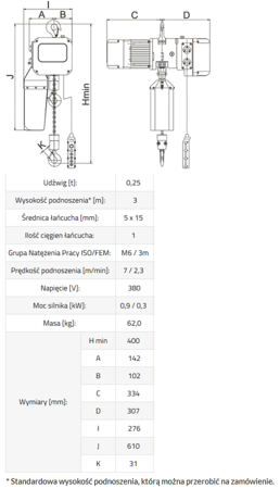 IMPROWEGLE Wyciągarka łańcuchowa elektryczna ze stali nierdzewnej inox (udźwig: 0,25 T, wysokość podnoszenia: 3 m) 33948576