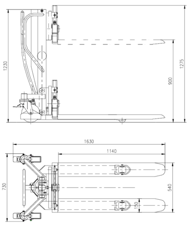 SWARK Wózek paletowy podnośnikowy z przechyłem GermanTech (max wysokość: 900 mm, udźwig: 800 kg, długość wideł: 1140 mm) 99724828